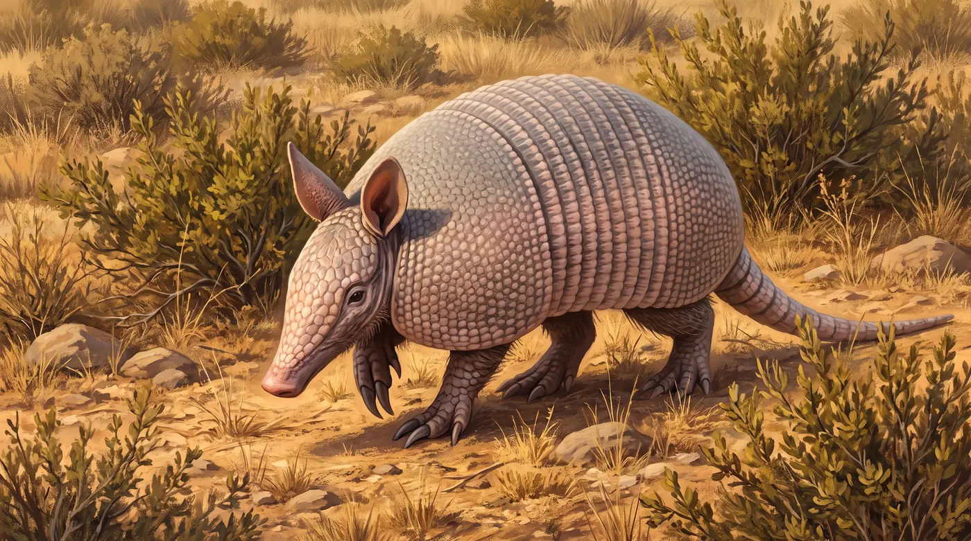 Le fasce cheratiniche a metà del corpo permettono all'armadillo di piegarsi, ma non di chiudersi a palla.