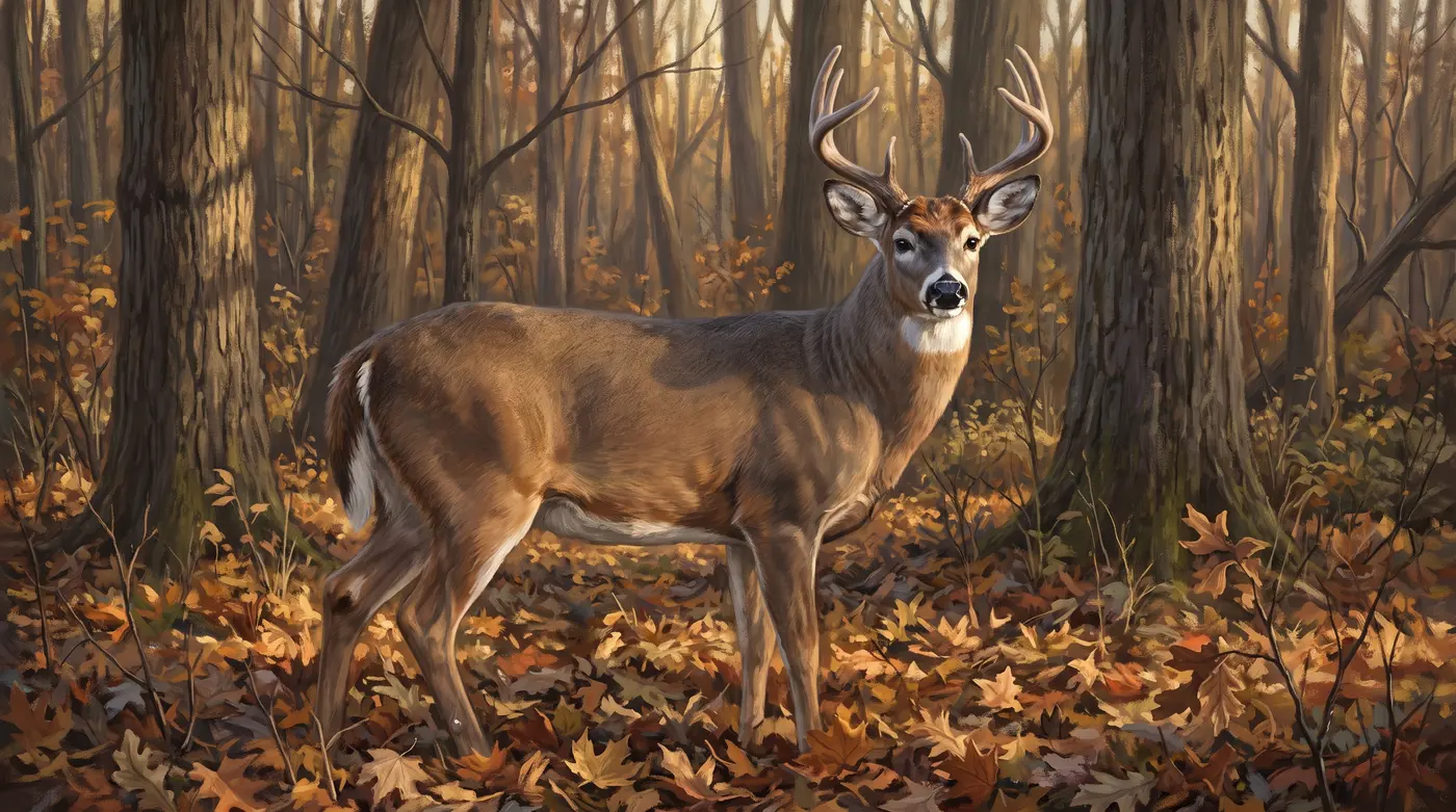A white-tailed buck with antlers still in velvet, the skin that feeds the growing bone from the outside.
